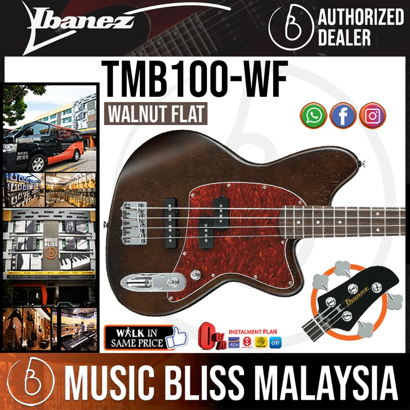 Ibanez Talman Bass TMB100 Electric Bass Guitar - Walnut Flat