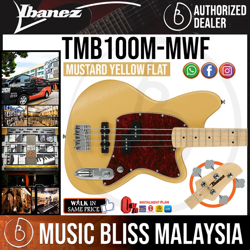 Ibanez TMB100M Electric Bass Guitar - Mustard Yellow Flat