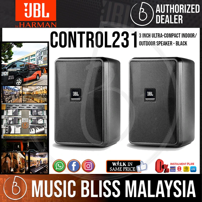 JBL Control 23-1 3 inch Ultra-Compact Indoor/Outdoor Speaker - Black - Pair