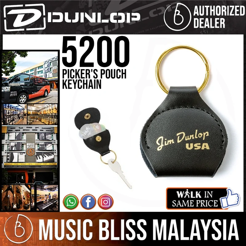 Jim Dunlop 5200 Picker's Pouch Keychain Pick Holder USA Gold Logo