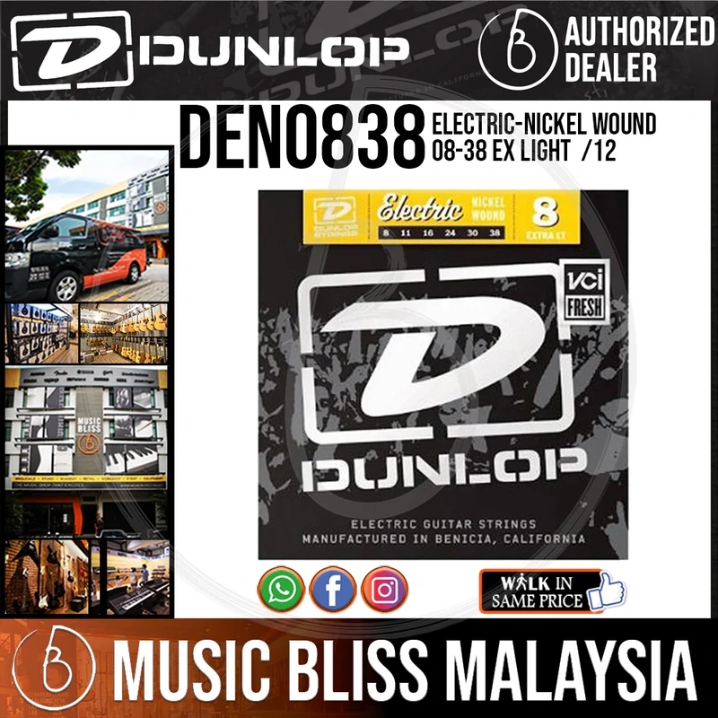 Jim Dunlop DEN0838 Nickel Wound Electric Guitar Strings - Light 008-038