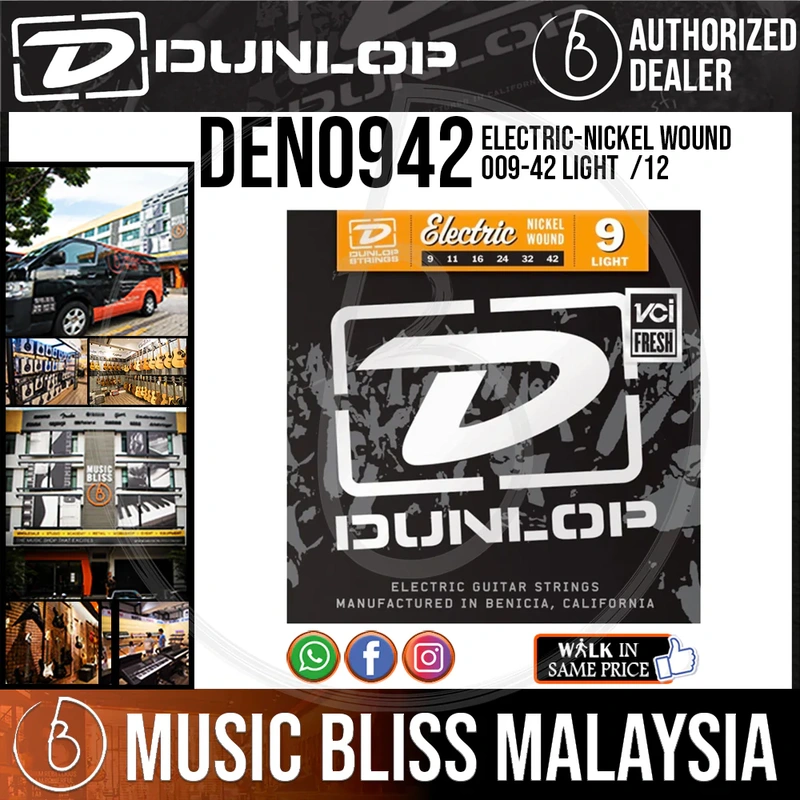Jim Dunlop DEN0942 Nickel Plated Steel Electric Strings - Light 009-042
