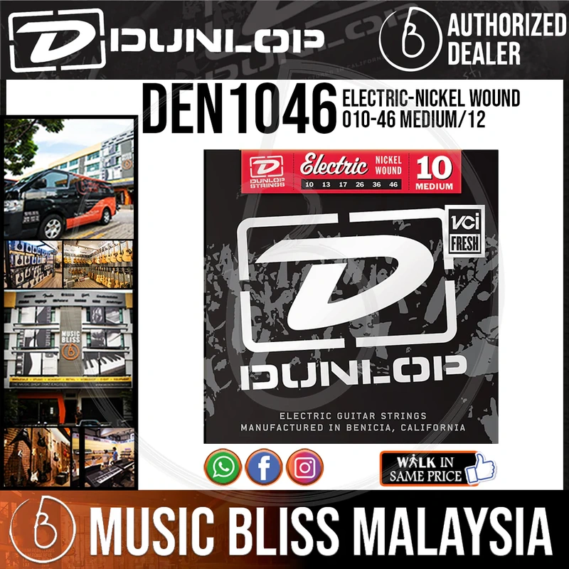 Jim Dunlop DEN1046 Nickel Plated Steel Electric Strings - Medium 010-046