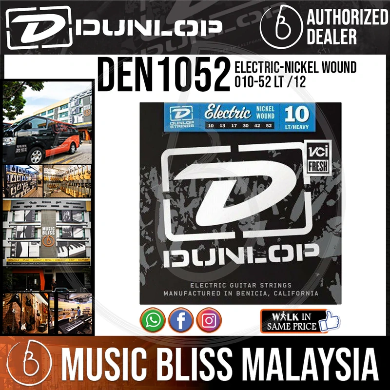 Jim Dunlop DEN1052 Nickel Plated Steel Electric Strings - Medium Top/Heavy Bottom 010-052
