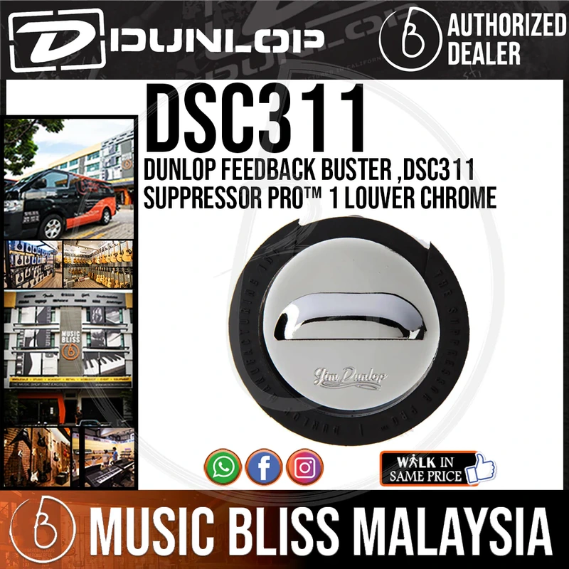 Jim Dunlop DSC311 Suppressor Pro Soundhole Cover, 1 Louvre, Chrome