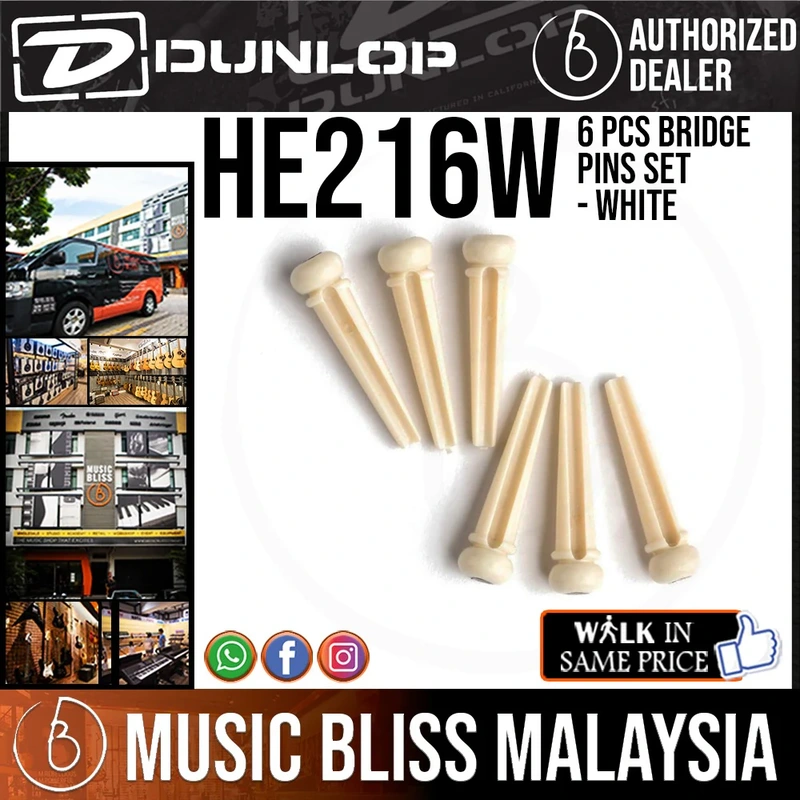 Jim Dunlop HE216W Herco Bridge Pins - White
