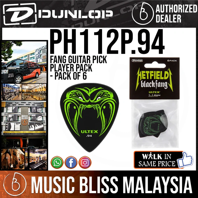 Jim Dunlop PH112P.94 Fang Guitar Pick Player Pack - Pack of 6