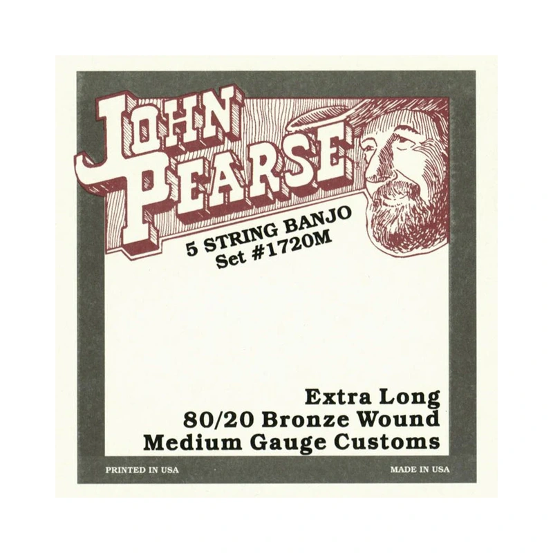 John Pearse 1720M 80/20 Bronze Extra Long Custom Medium Gauge 5-String Banjo Strings
