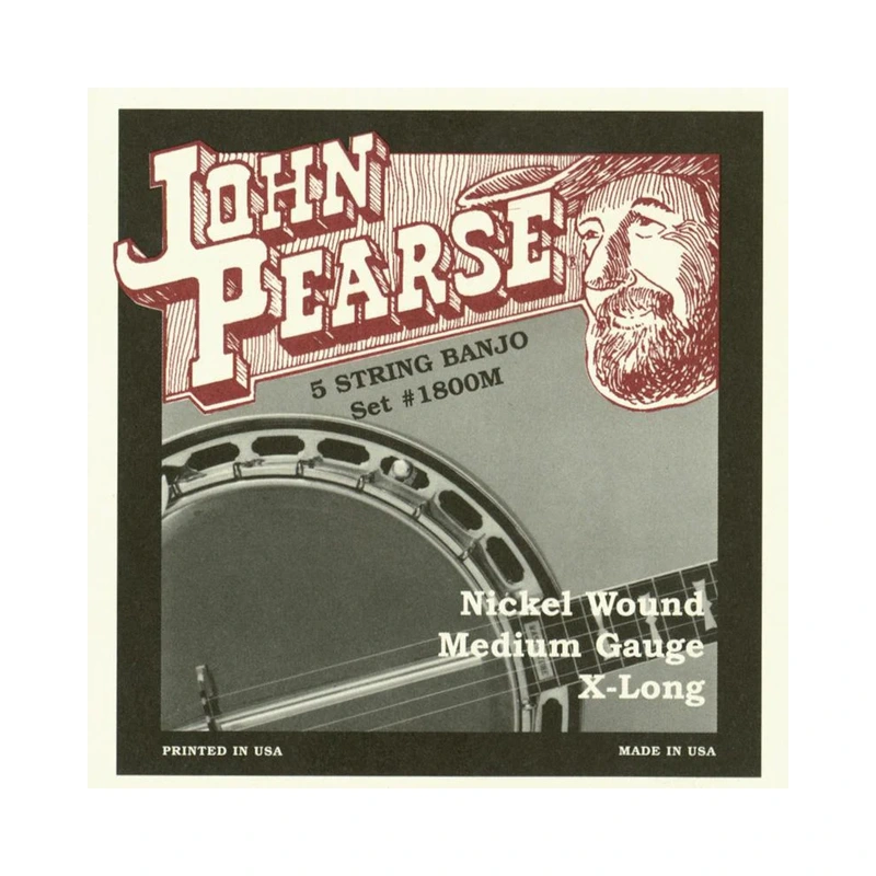 John Pearse 1800M Nickel Wound Extra Long Medium 5-String Banjo Strings