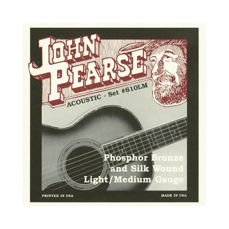 John Pearse 610LM Bronze and Silk Light/Medium Acoustic Guitar Strings