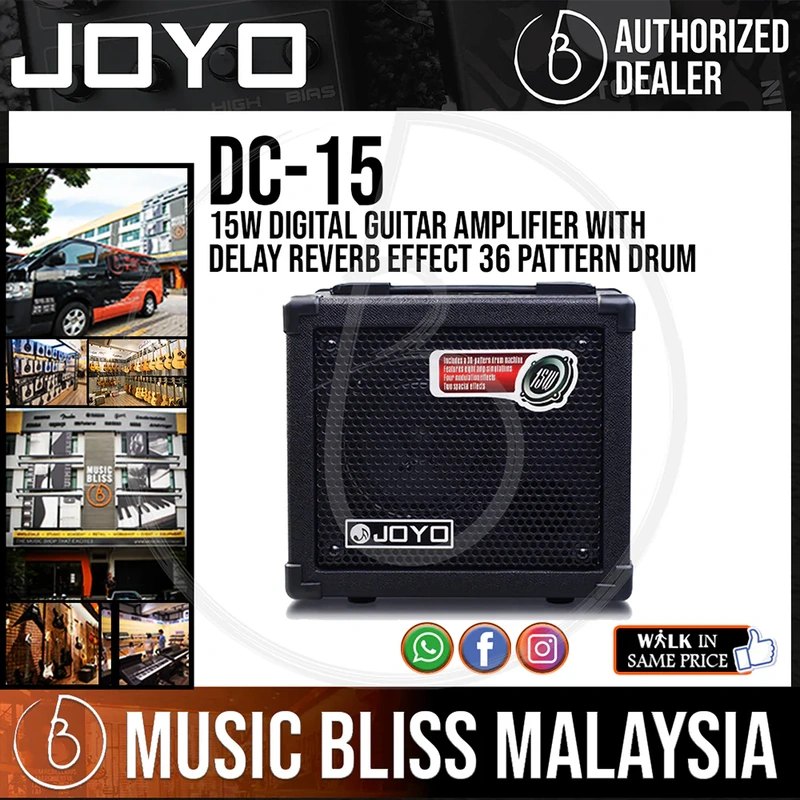 Joyo DC-15 15W Digital Guitar Amplifier with Delay Reverb Effect 36 Pattern Drum