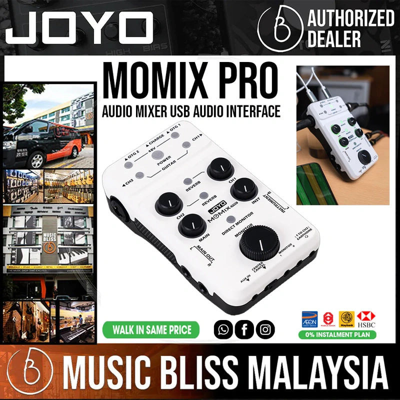 Joyo MOMIX PRO Audio Mixer USB Audio Interface for Live Streaming Recording Podcasting