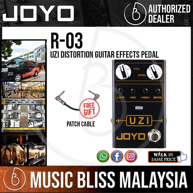 Joyo R-03 Uzi Distortion Guitar Effects Pedal With Free Patch Cable