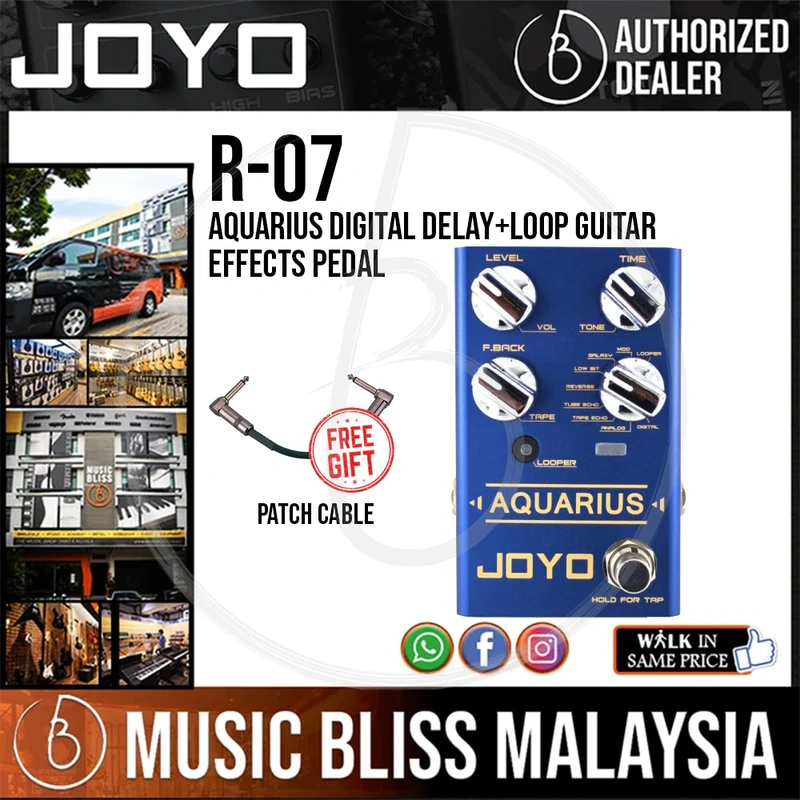 Joyo R-07 Aquarius digital delay+loop Guitar Effects Pedal With Free Patch Cable