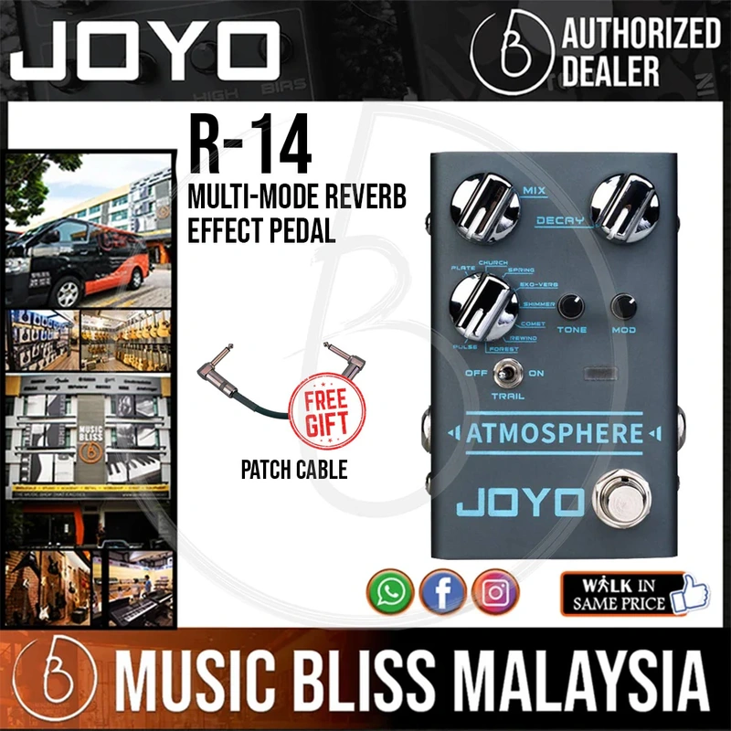 Joyo R-14 Atmospheres- Reverb Pedal, Multi-mode Reverb Effect Pedal with 9 Effects With Free Patch Cable