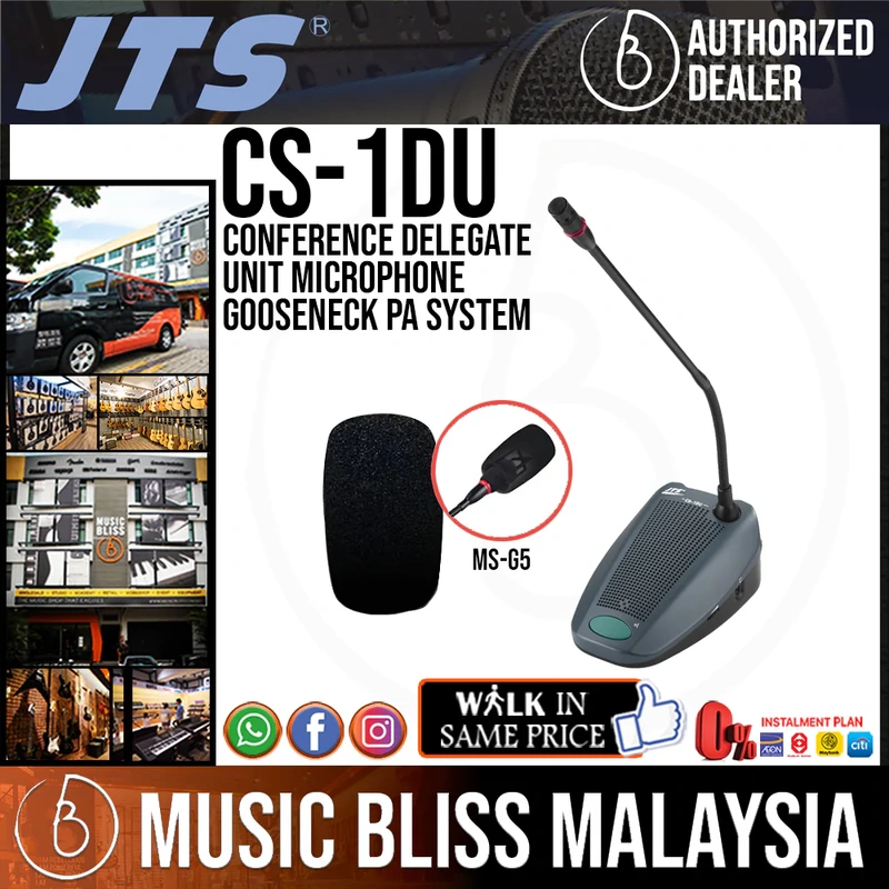 JTS CS-1DU i-Conference Delegate Unit Microphone Gooseneck PA System with JTS MS-G5 Windscreen