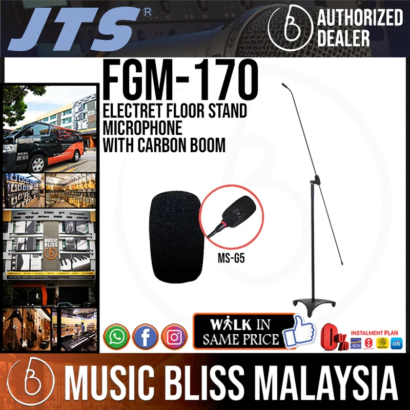 JTS FGM-170 Electret Floor Stand Microphone with Carbon Boom and JTS MS-G5 Windscreen