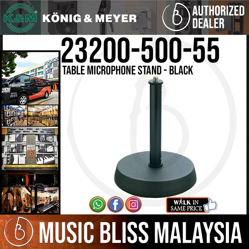 K&M 232 Table Microphone Stand - Anti-Vibration Insert, Screw-In Bolt