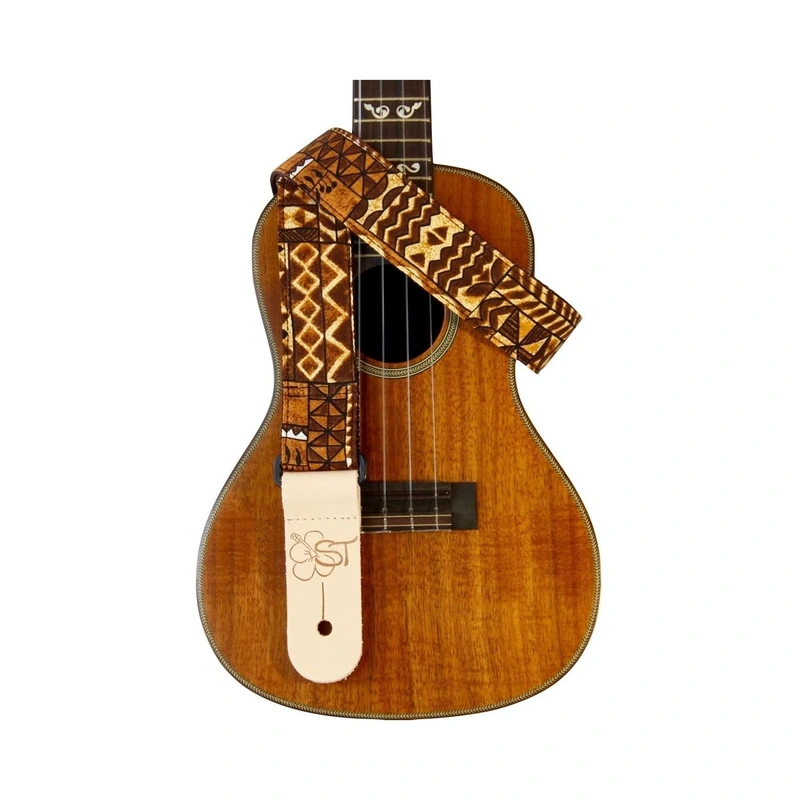Kala 1.5" Ukulele Strap, Brown Tapa Design