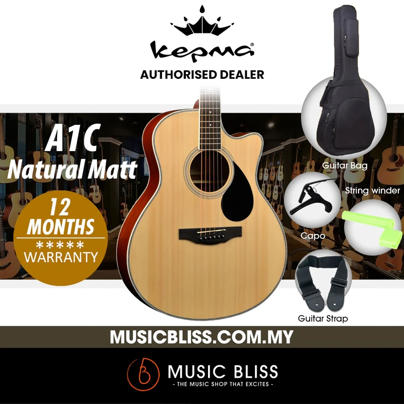KEPMA A1C Grand Auditorium Acoustic Guitar - Natural Matt