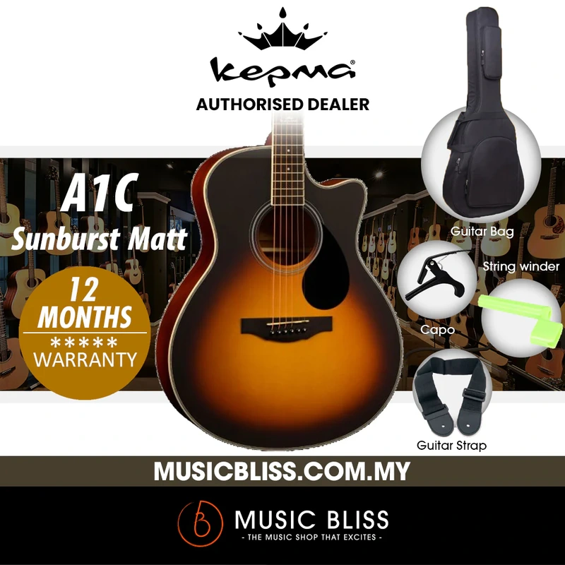 KEPMA A1C Grand Auditorium Acoustic Guitar - Sunburst Matt