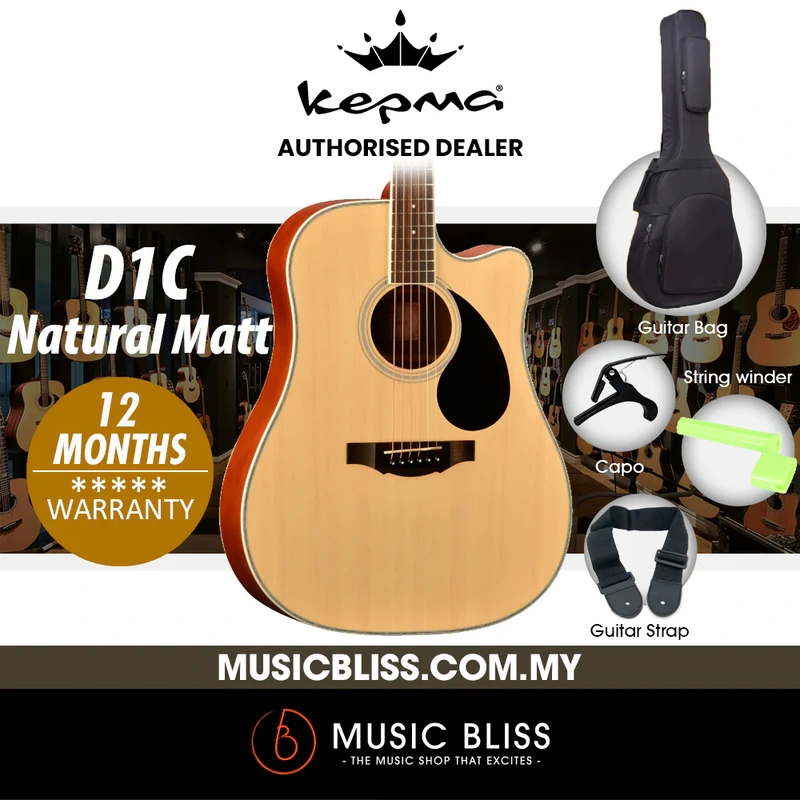 KEPMA D1C Dreadnought Acoustic Guitar - Natural Matt