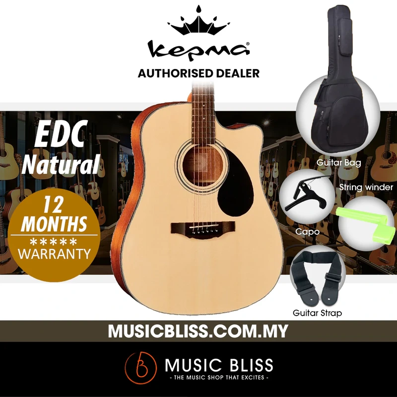 KEPMA EDC Dreadnought Acoustic Guitar - Natural