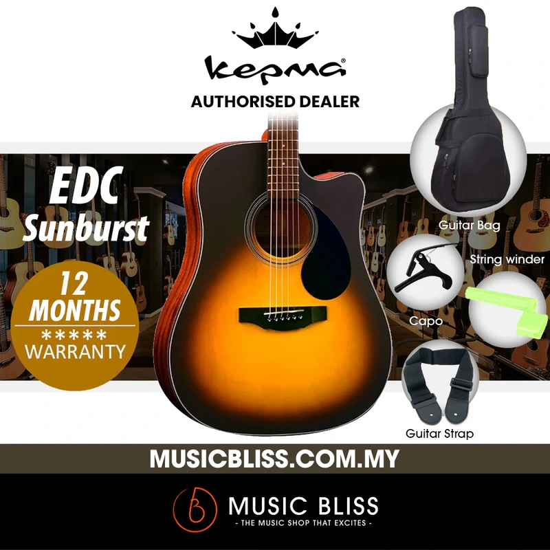 KEPMA EDC Dreadnought Acoustic Guitar - Sunburst