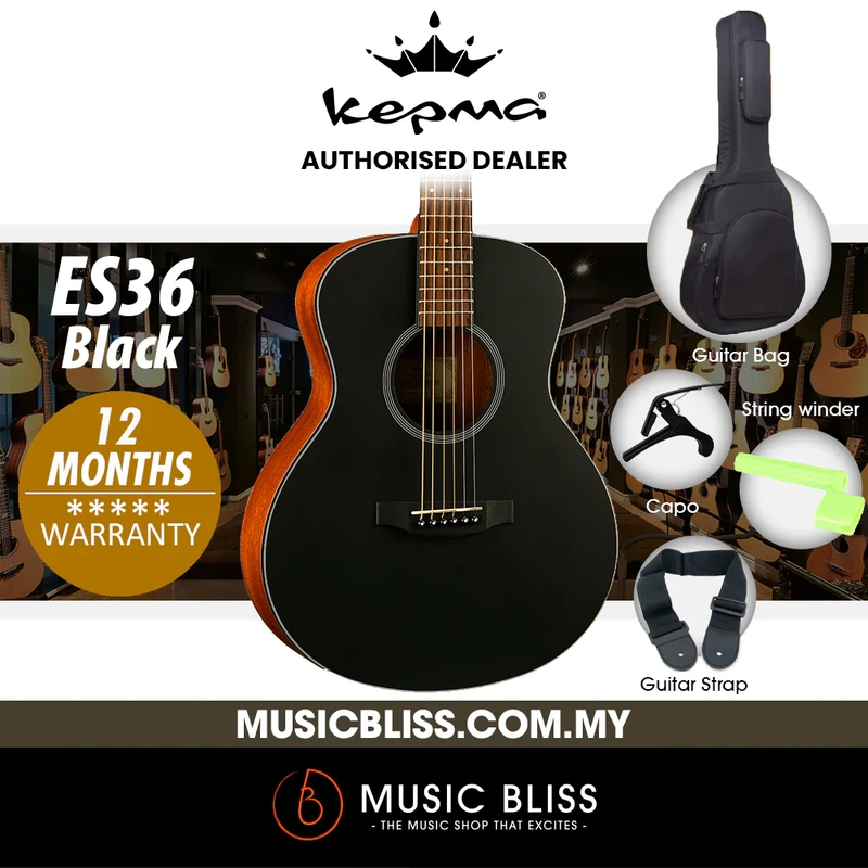 KEPMA ES36 Mini Acoustic Guitar - Black