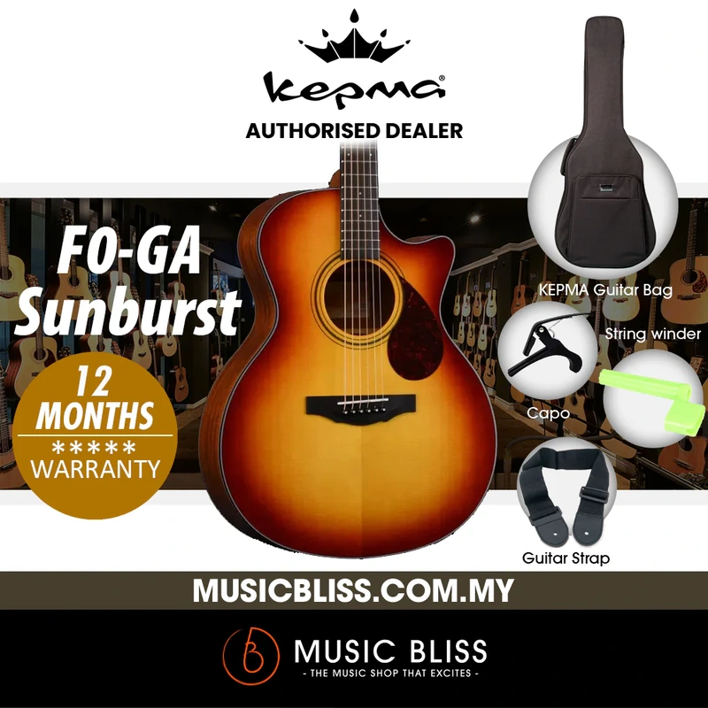KEPMA F0-GA Solid Top Grand Auditorium Acoustic Guitar - Sunburst