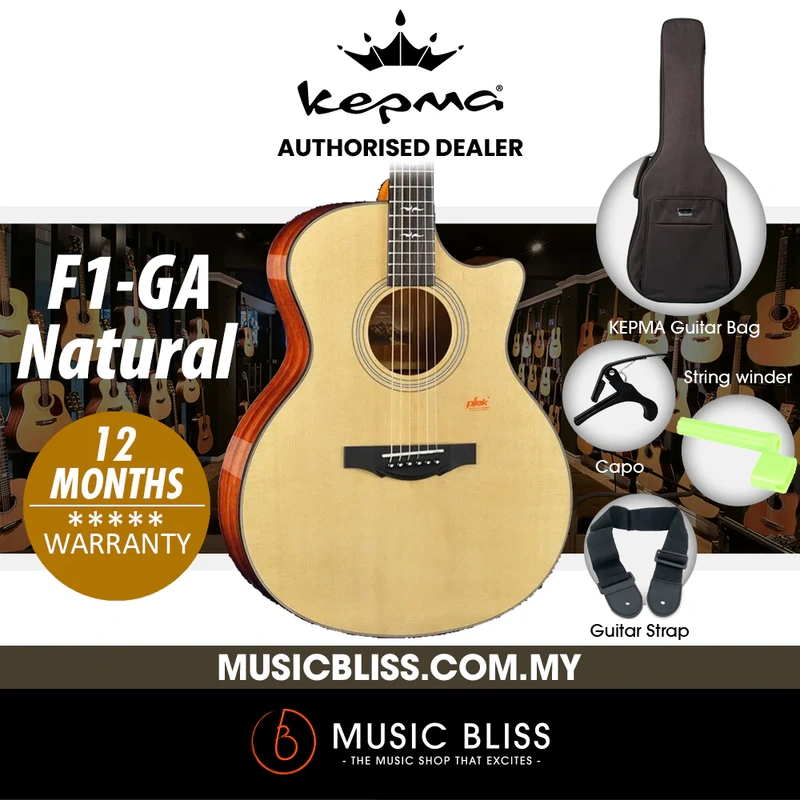 KEPMA F1-GA Solid Top Grand Auditorium Acoustic Guitar - Natural