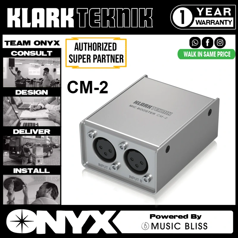 Klark Teknik MIC BOOSTER CM-2 2 Channel Dynamic Microphone Booster