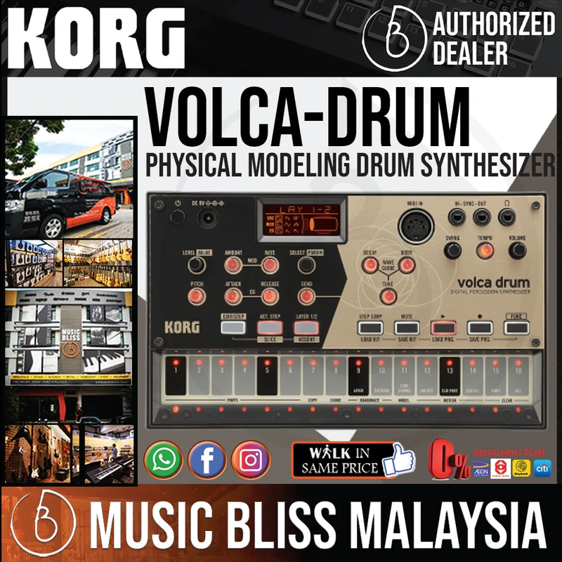 Korg Volca Drum Physical Modeling Drum Synthesizer with 0% Instalment