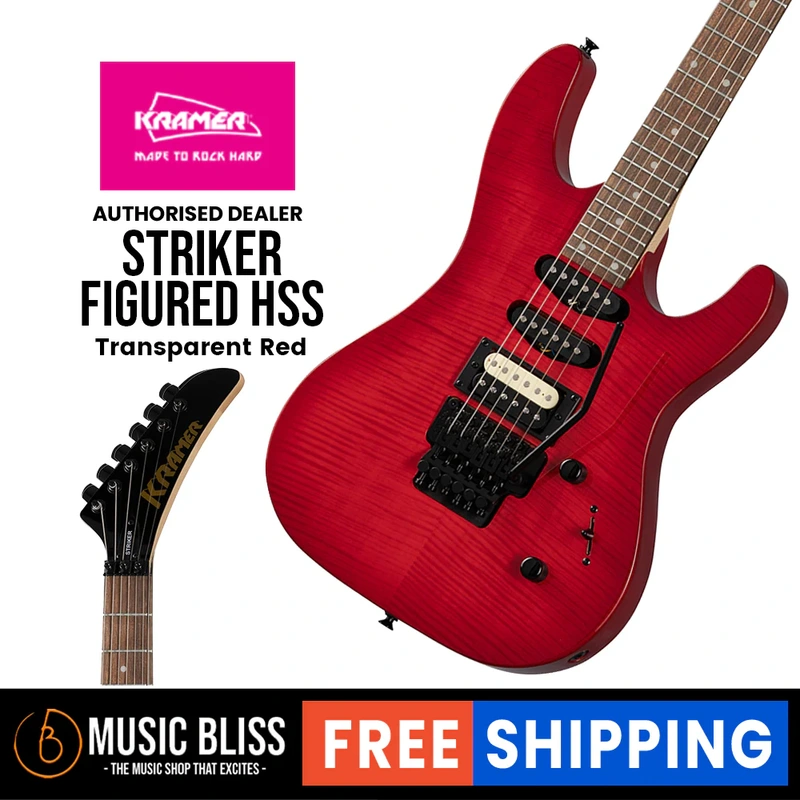 Kramer Striker Figured HSS Electric Guitar, Floyd Rose - Transparent Red