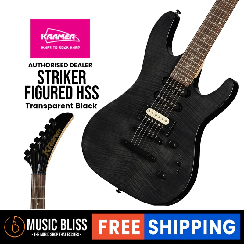 Kramer Striker Figured HSS Electric Guitar - Transparent Black