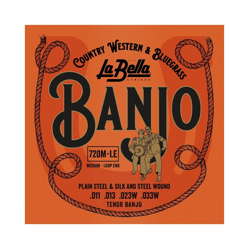 La Bella 720M Loop End Medium Gauge 4-String Tenor Banjo Strings
