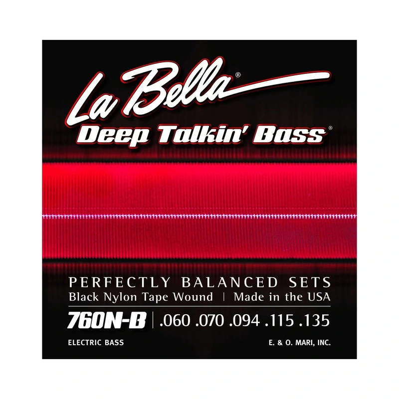 La Bella 760N-B Deep Talkin' Black Nylon Tape Wound Standard Tension 5-String Electric Bass Strings