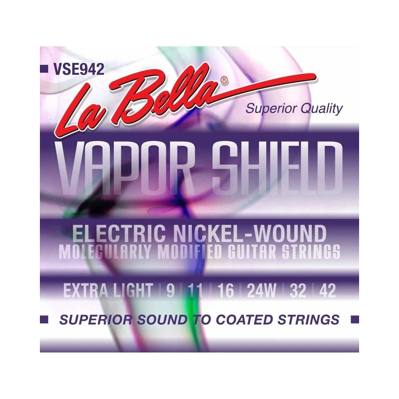La Bella VSE942 Vapor Shield Nickel Plated Round Wound Extra Light Gauge Electric Guitar Strings