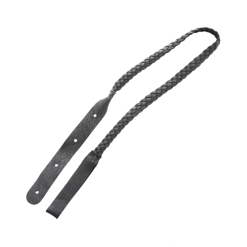 LAKOTA LEATHERS FLAT BRAID MANDOLIN STRAP, BLACK