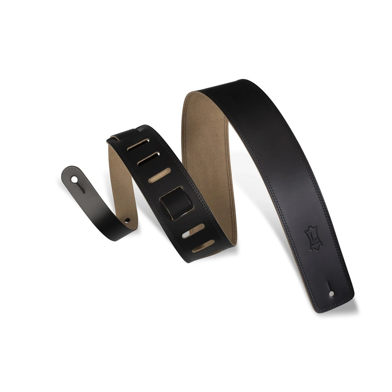 Levy's 2.5" Wide Genuine Leather Guitar Strap - Black