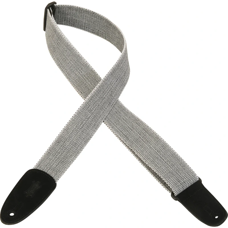 Levy's 2 " Adjustable Length Tweed Guitar Strap Suede Leather Ends White