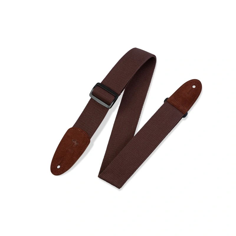 Levy's 2 Brown Cotton Guitar Strap Suede Ends - Brown