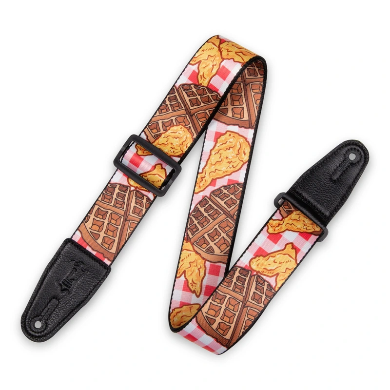 Levy's 2" Polyester Guitar Strap W/Leather Ends - Chicken and Waffles