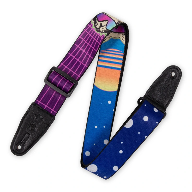 Levy's 2" Polyester Guitar Strap W/Leather Ends - Cyber Cat