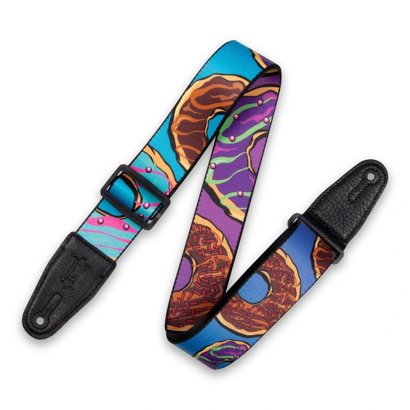 Levy's 2" Polyester Guitar Strap W/Leather Ends - Donuts