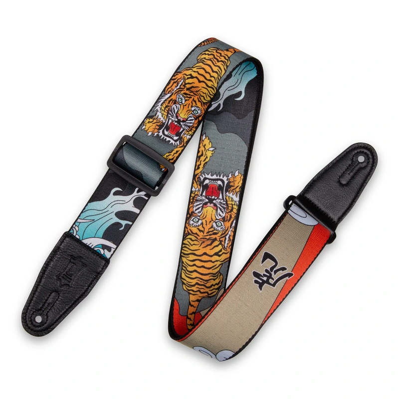 Levy's 2" Polyester Guitar Strap W/Leather Ends - Japanese Traditional Tiger