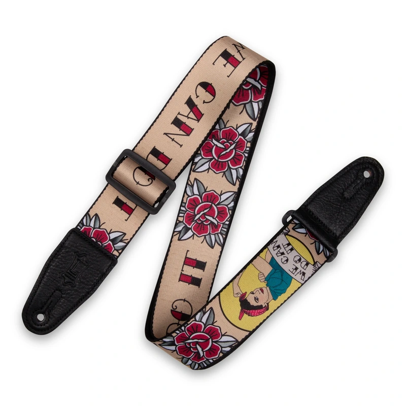 Levy's 2" Polyester Guitar Strap W/Leather Ends - Rosie The Riveter