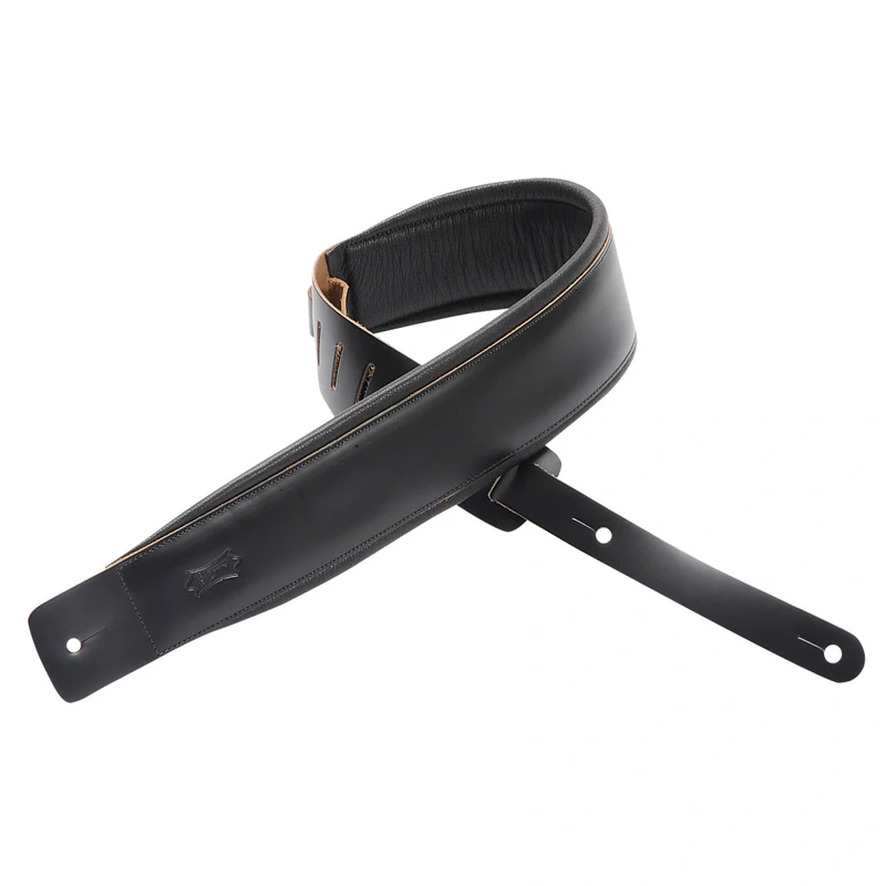 Levy's 3" Leather Face With Padded Back Guitar Strap - Black