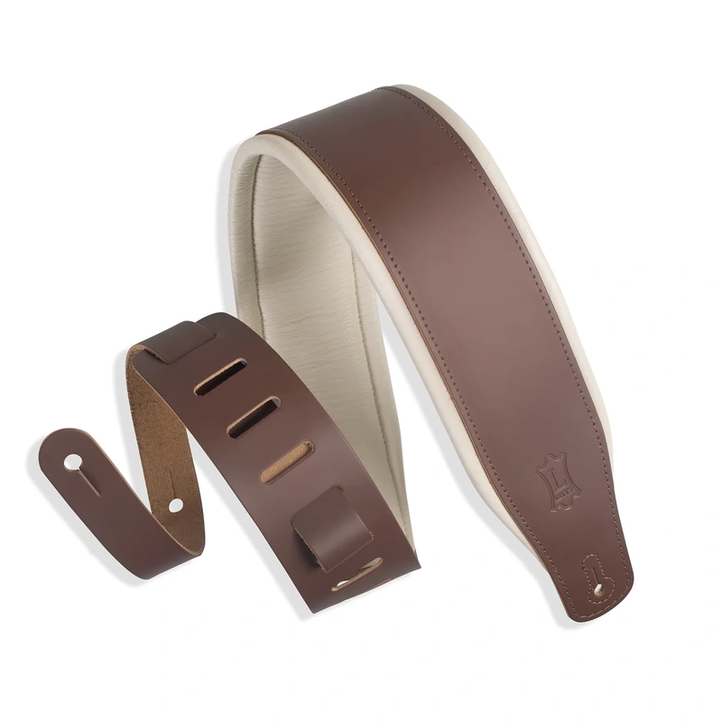 Levy's M26PD Top Grain Leather Guitar Strap - Brown And Cream