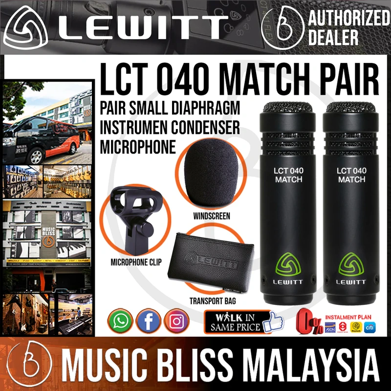 Lewitt LCT 040 MATCH Stereo Pair of Two Small Diaphragm Instrument Condenser Microphones